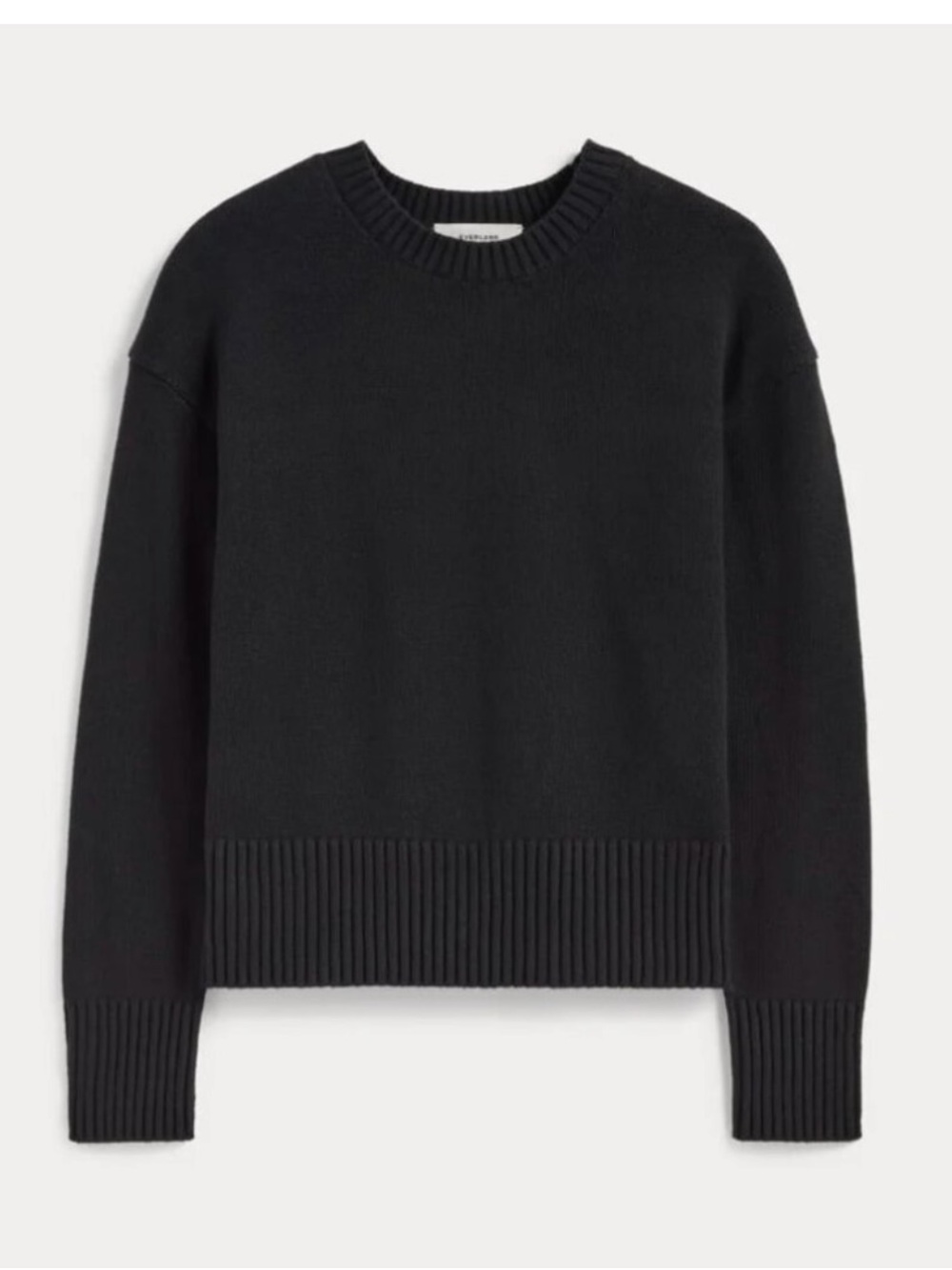 Everlane Boxy Cotton Crewneck Sweater Black M